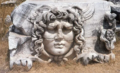 Medusa head, Temple of Apollo, Didim 1981, shot on Olympus OM-10