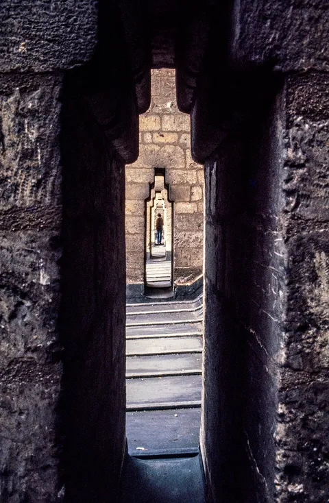 Amiens Cathedral buttress passage, shot on Canon AE-1