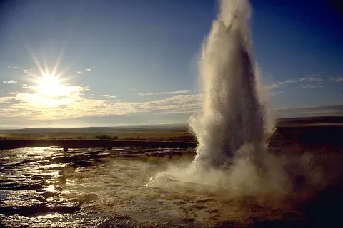 Strokkur geyser eruption, close-up view