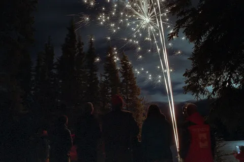 Sierra's birthday, fireworks, shot on Pentax K1000