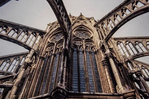 Amiens Cathedral chevet buttresses, shot on Canon AE-1