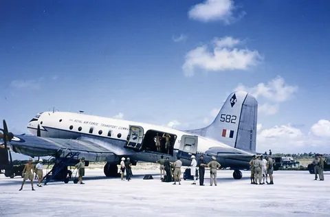Hastings TG 582 on the coral Chistmas Island Jul 1956